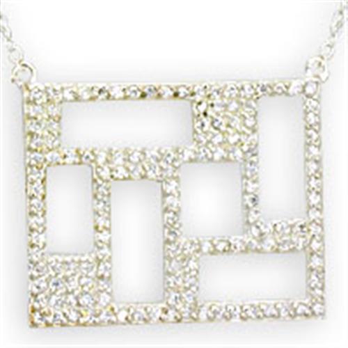 JCE514 High-Polished 925 Sterling Silver Necklace with AAA Grade CZ  in Clear