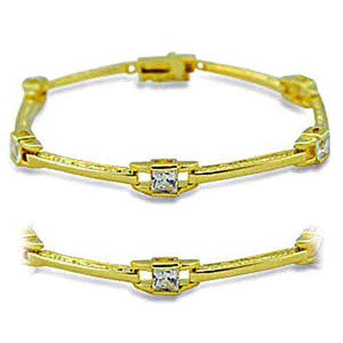 JCE6004 Gold Brass Bracelet with AAA Grade CZ  in Clear