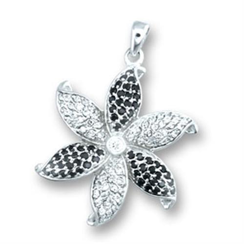 JCE608 High-Polished 925 Sterling Silver Pendant with AAA Grade CZ  in Clear-PCS
