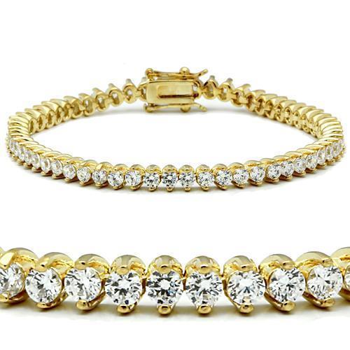 JCE104 Gold Brass Bracelet with AAA Grade CZ  in Clear