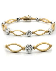 JCE1154 Matte Gold & Rhodium Brass Bracelet with AAA Grade CZ  in Clear