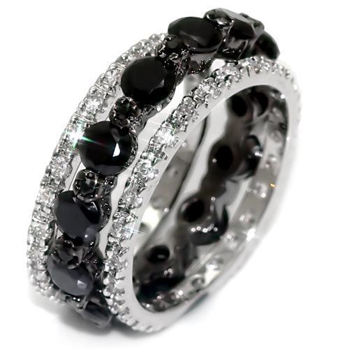 JCE1542 Rhodium + Ruthenium Brass Ring with AAA Grade CZ  in Black Diamond