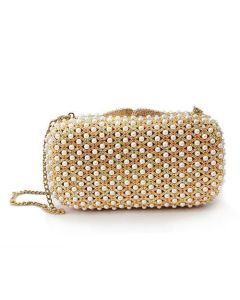JCE2377 Gold White Metal Clutch with Top Grade Crystal  in Multi Color