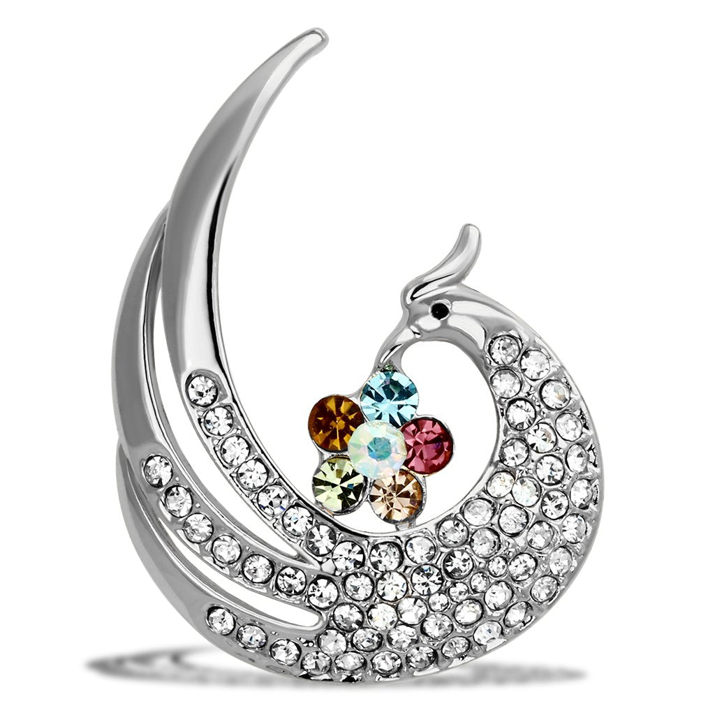 JCE2774 Flash Rose Gold White Metal Brooches with Top Grade Crystal  in Multi Color