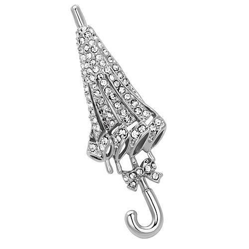 JCE2795 Imitation Rhodium White Metal Brooches with Top Grade Crystal  in Clear
