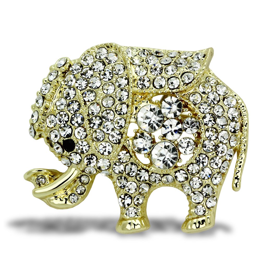 JCE2804 Flash Gold White Metal Brooches with Top Grade Crystal  in Clear