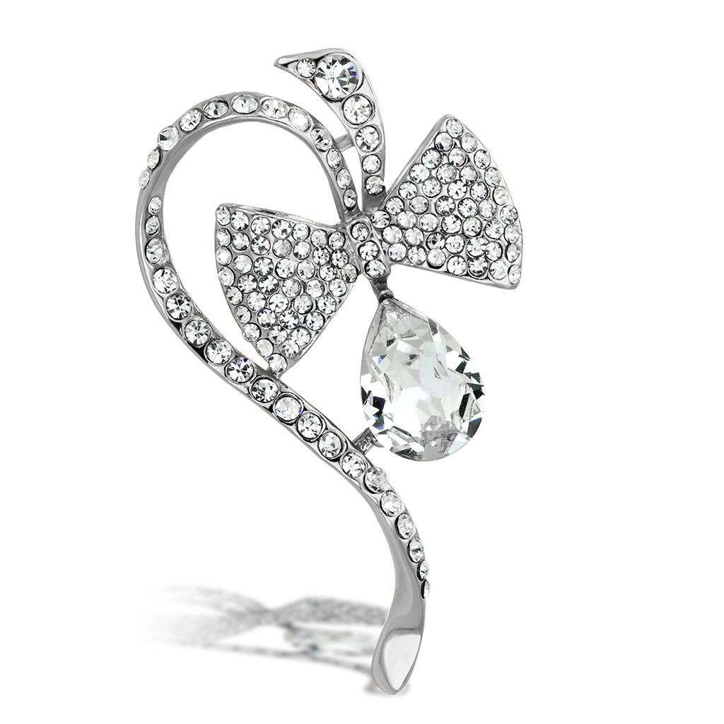 JCE2832 Flash Rose Gold White Metal Brooches with Synthetic Synthetic Glass in Clear