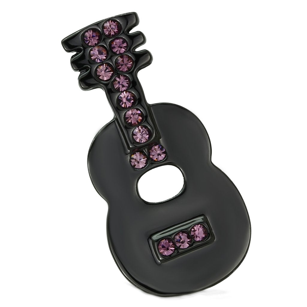 JCE2895 Ruthenium White Metal Brooches with Top Grade Crystal  in Light Amethyst