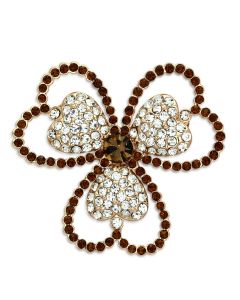 JCE2925 Flash Rose Gold White Metal Brooches with Top Grade Crystal  in Smoked Quartz