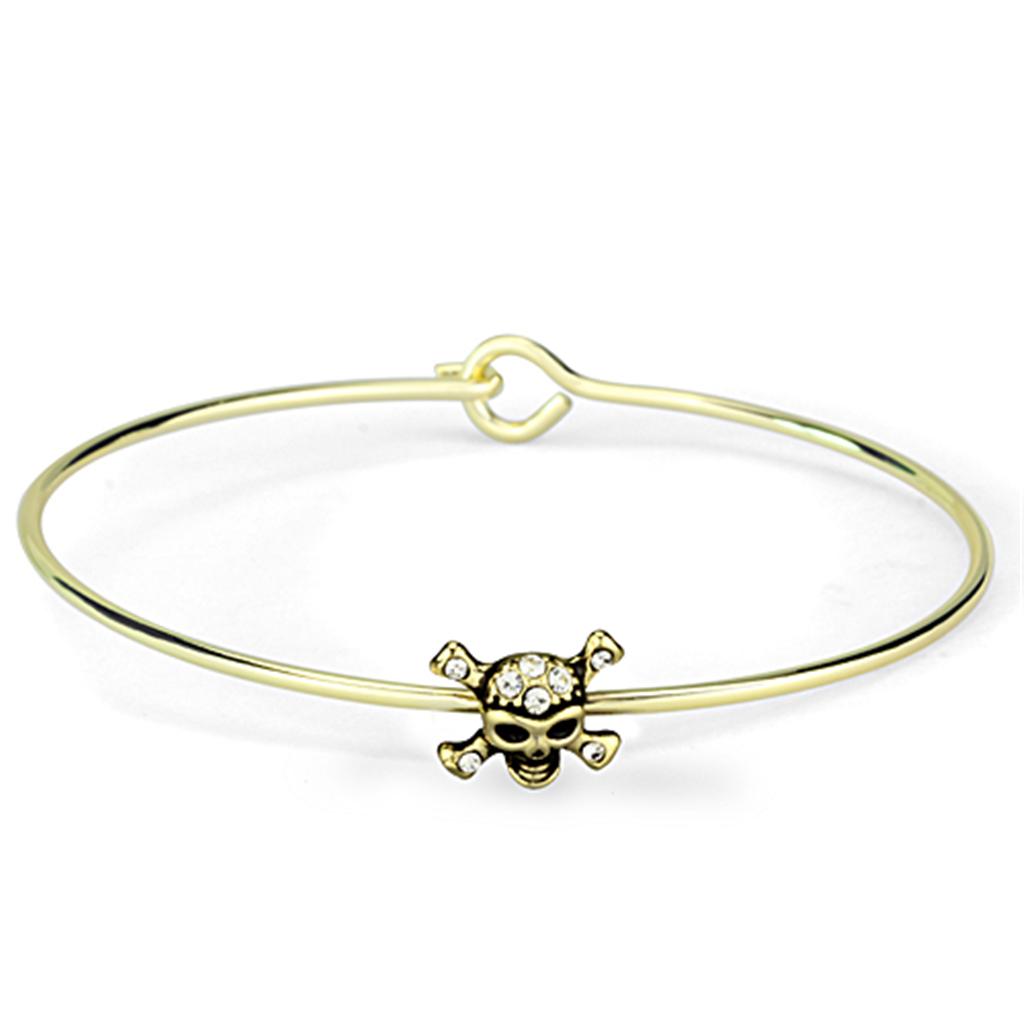 JCE3443 Flash Gold Brass Bangle with Top Grade Crystal  in Clear