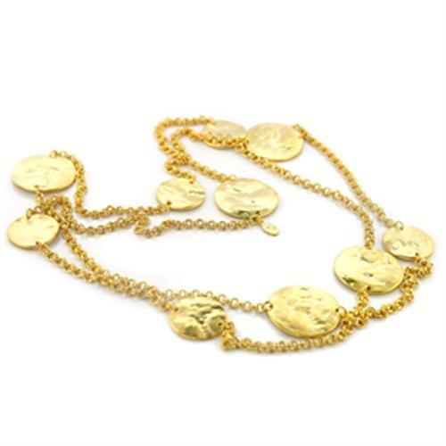 JCE367 Gold Brass Necklace with No Stone