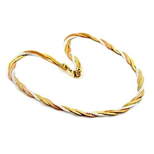 JCE397 Tricolor White Metal Necklace with No Stone