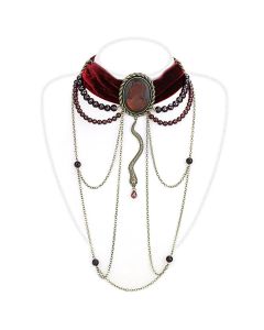 JCE4212 Antique Copper Brass Necklace with Synthetic Synthetic Stone in Smoked Quartz