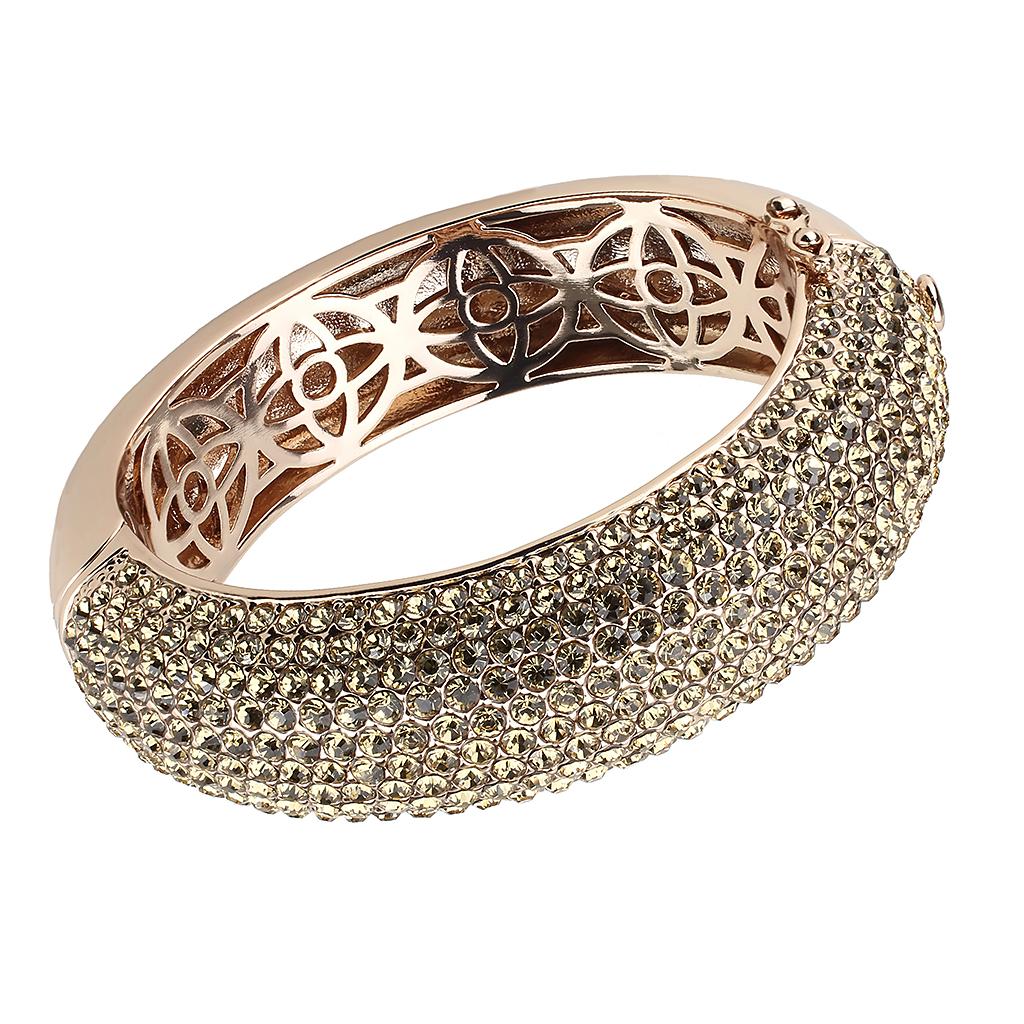 JCE4270 Rose Gold+e-coating Brass Bangle with Top Grade Crystal  in Citrine Yellow