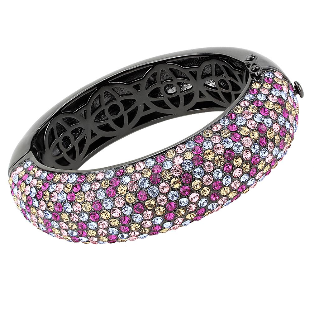 JCE4306 TIN Cobalt Black Brass Bangle with Top Grade Crystal  in Multi Color