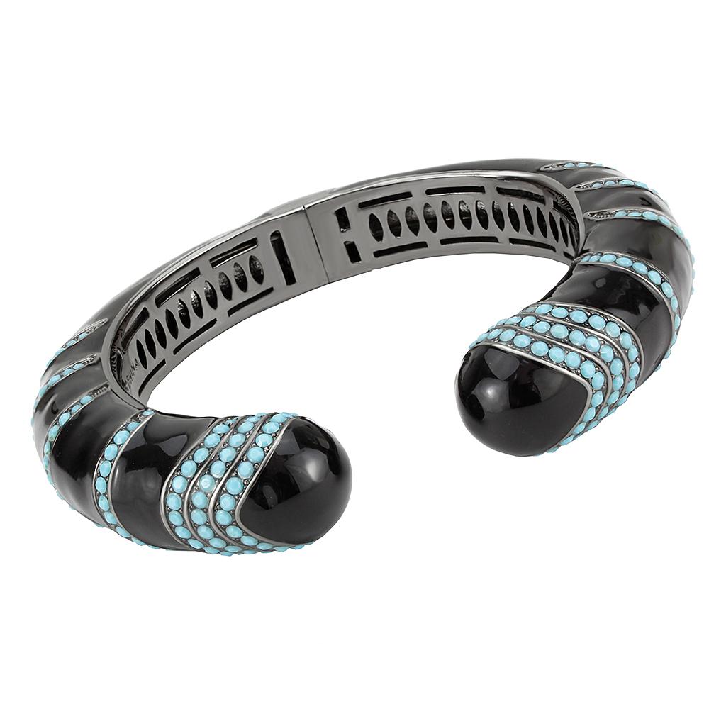 JCE4323 TIN Cobalt Black Brass Bangle with Top Grade Crystal  in Turquoise