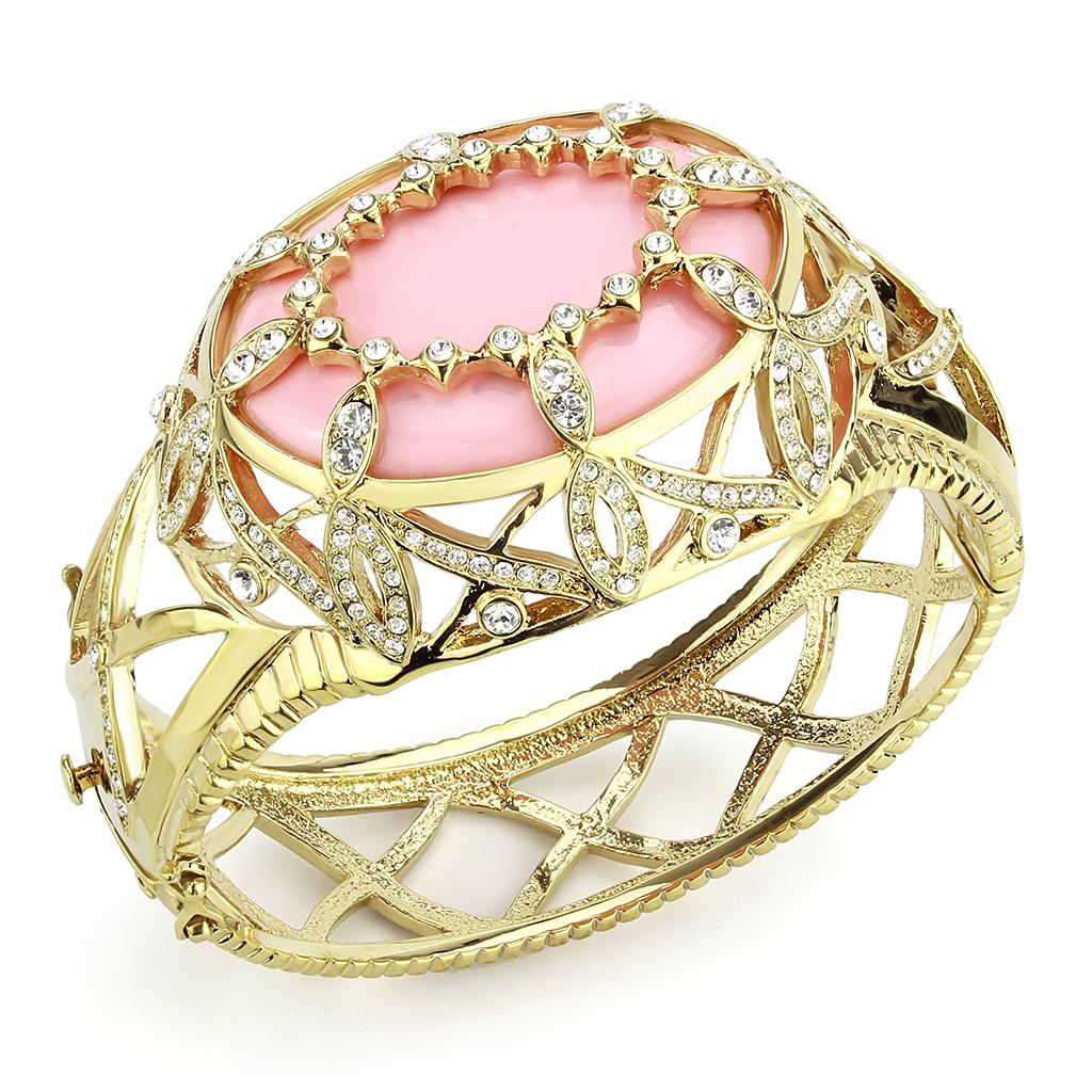JCE4347 Gold Brass Bangle with Synthetic  in Rose