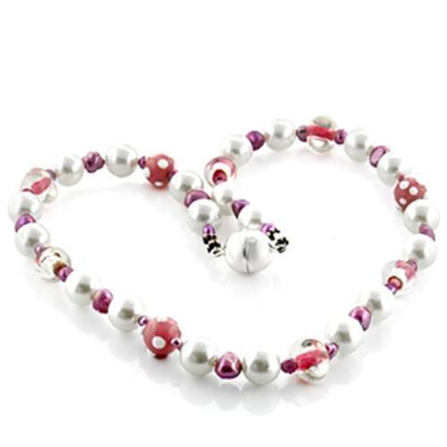 JCE746 Brass Necklace with Synthetic Pearl in Multi Color