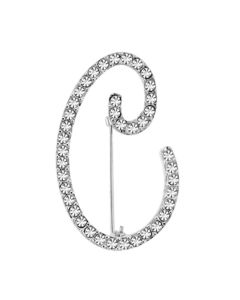 JCEA1361 Rhodium Brass Brooches with Top Grade Crystal  in Clear