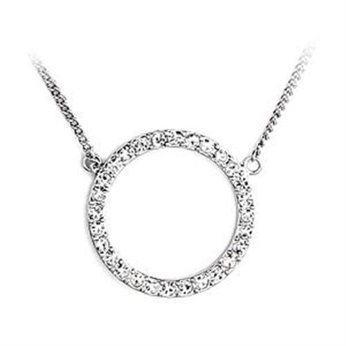 JCEA478 Rhodium Brass Necklace with Top Grade Crystal  in Clear