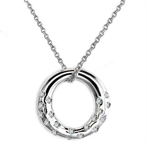 JCEAS1319 High polished (no plating) 925 Sterling Silver Chain Pendant with AAA Grade CZ  in Clear