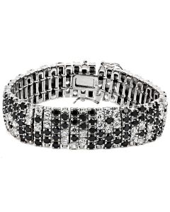 JCES476 Rhodium 925 Sterling Silver Bracelet with AAA Grade CZ  in Black Diamond