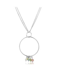 JCES796 Silver 925 Sterling Silver Necklace with Synthetic Glass Bead in Multi Color