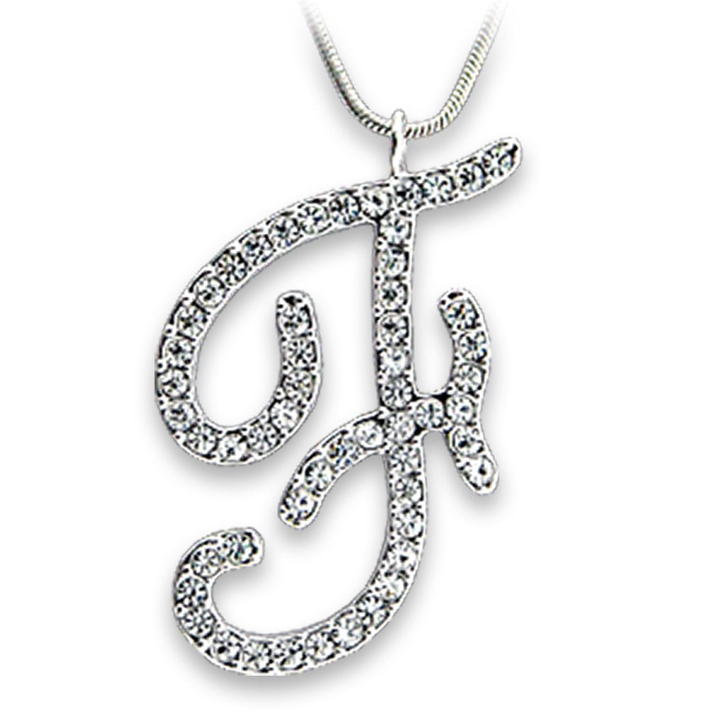 JCE119 Rhodium Brass Pendant with Top Grade Crystal  in Clear-Default Title