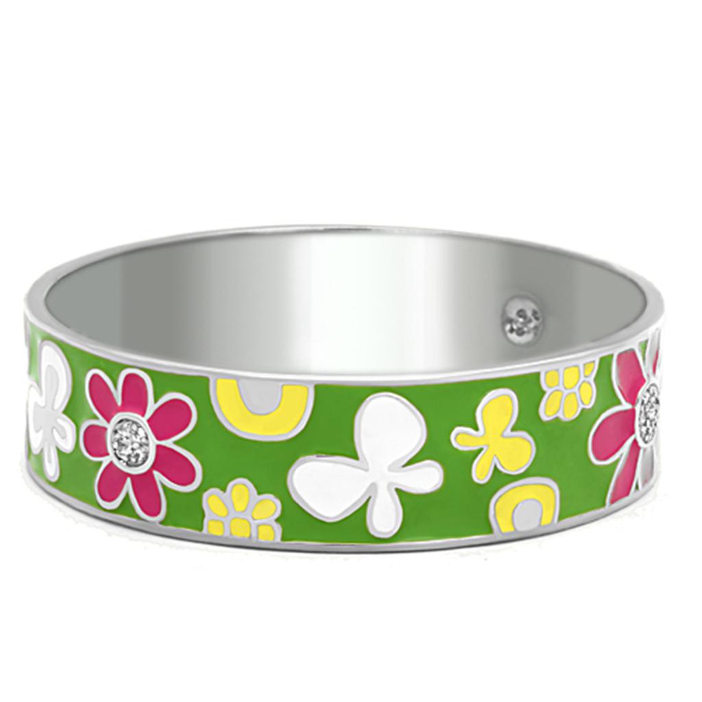 JCE287 High polished (no plating) Stainless Steel Bangle with Epoxy  in Multi Color