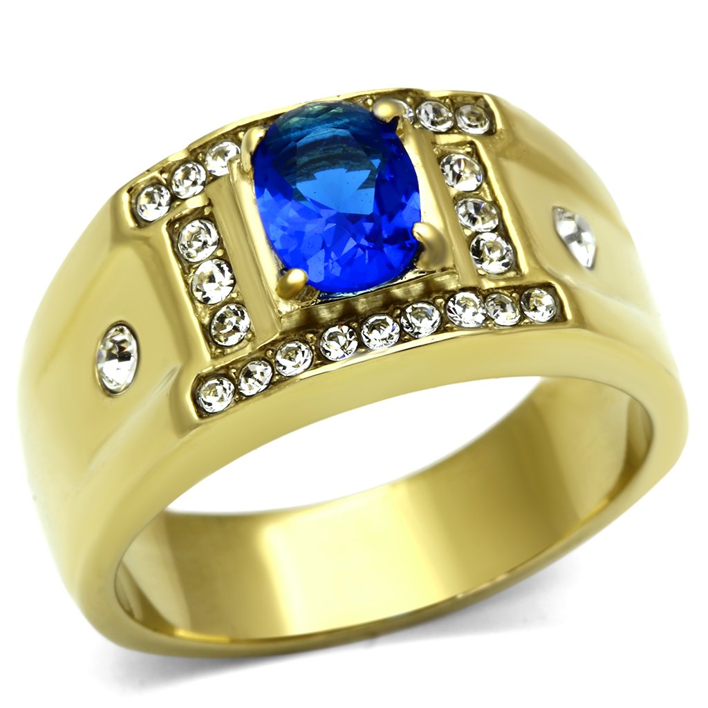 JCE715 IP Gold(Ion Plating) Stainless Steel Ring with Synthetic Synthetic Glass in Montana