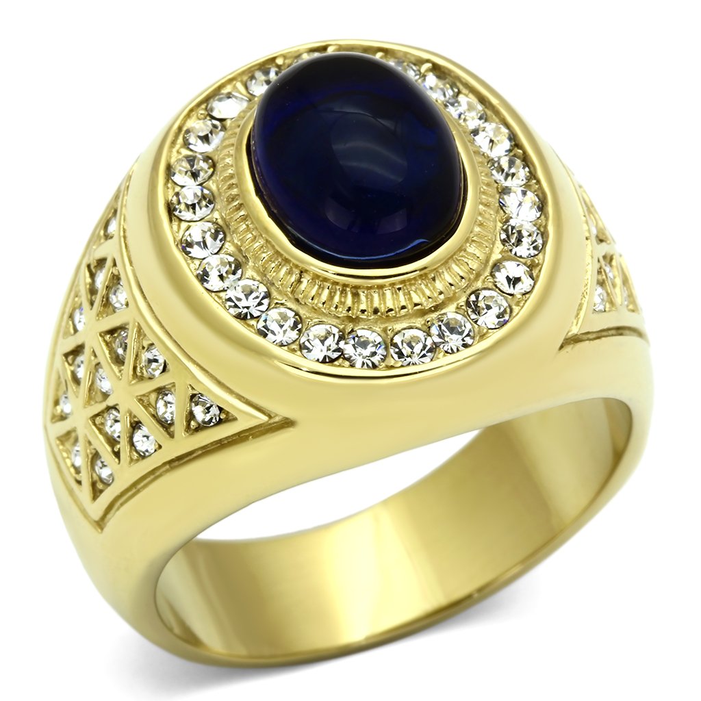 JCE720 IP Gold(Ion Plating) Stainless Steel Ring with Synthetic Synthetic Glass in Montana