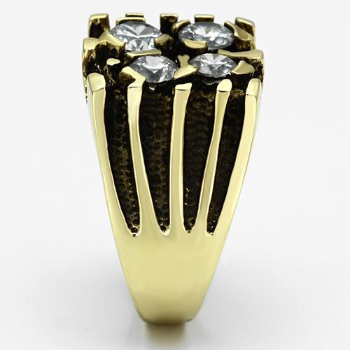 JCE772 IP Gold(Ion Plating) Stainless Steel Ring with AAA Grade CZ  in Clear