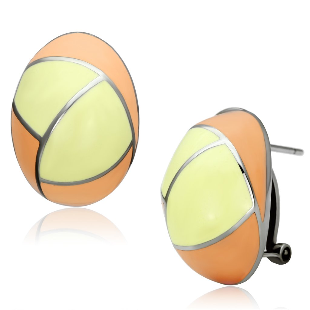JCE899 High polished (no plating) Stainless Steel Earrings with Epoxy  in Multi Color