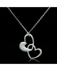 JCE036 Rhodium 925 Sterling Silver Chain Pendant with AAA Grade CZ  in Clear