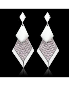 JCE053 Rhodium 925 Sterling Silver Earrings with AAA Grade CZ  in Rose